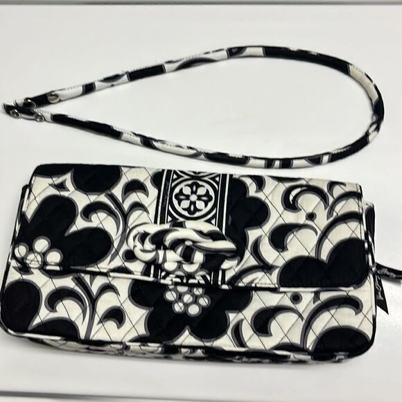 Vera Bradley Night and Day Knot Convertible Shoulder/Clutch Black/Gray/White Bag - Picture 13 of 16